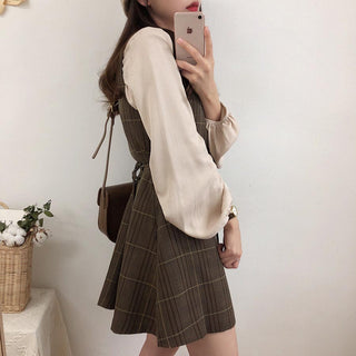 Plaid Button Shirt Dress ALODIA STORE