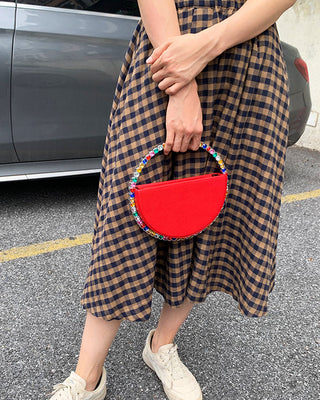 Luxury Colored Diamond Half Moon Women Purses and Handbags Evening Bag Serpentine Designer Party Clutch Bag Chic Wedding Bag ALODIA STORE