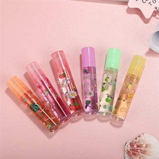 1PCS Colors Roll-on Fruit Oil Lip Balm Lip Oil Moisturizing Mirror Transparent Lip Long lasting Hydrating Lip gloss Cosmetics ALODIA STORE