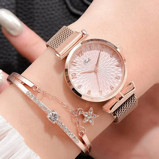 Luxury Women Bracelet Quartz Watches For Women Magnetic Watch Ladies Sports Dress Pink Dial Wrist Watch Clock Relogio Feminino ALODIA STORE