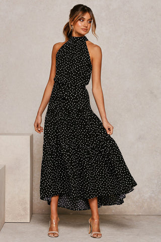 Summer Long Dress Polka Dot Casual Dresses Black Sexy Halter Strapless New 2023 ALODIA STORE