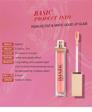 IMAGIC Lipgloss Matte 20 Colors Lip Gloss Velvety Lipstick Liquid Matte Waterproof Lip Tint Full &amp; rich Sexy Lip Makeup Cosmetic ALODIA STORE