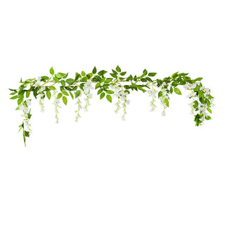 Wisteria Artificial Flower Vine Ivy Leaf Garland Silk Rose Flowers Rattan String Vine Wedding Arch Flower Home Garden Decoration ALODIA STORE