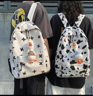 Cute Milk Cow Printing Women's Backpack Canvas Travel Mochila Women School Bag for Teenager Girls Fashion Rucksack Wholesale ALODIA STORE