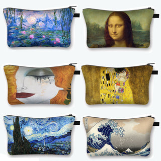 Starry Night / Kiss / Waterlily Painting Cosmetic Bag Van Gogh / Gustav Klimt / Monet Women ALODIA STORE