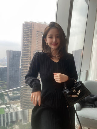 Knitted Dress Women Casual Long Sleeve ALODIA STORE