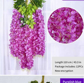 12Pcs Wisteria Artificial Flower Rattan Wreath Arch Wedding Home Garden Office Decoration pendant Plant Wall Decoration ALODIA STORE