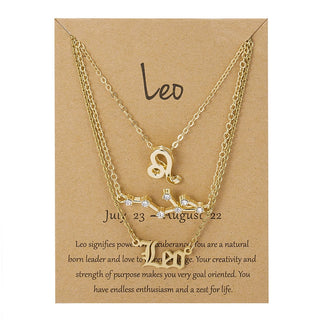3Pcs/set 12 Zodiac Sign Necklace For Women 12 Constellation Pendant Chain Choker Birthday Jewelry With Cardboard Card ALODIA STORE