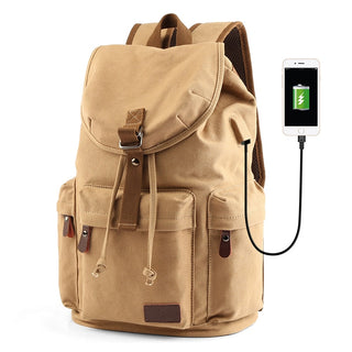 Backpack Unisex Vintage Casual Rucksack 17inch Laptop Backpack W/ USB Charging Port Schoolbag Student Mochia ALODIA STORE