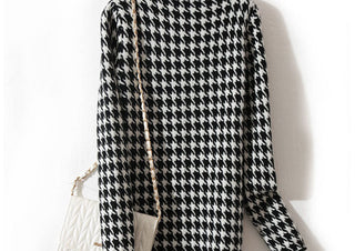 Bird lattice Turtleneck Basic Soft Sweater Dress Korean ALODIA STORE