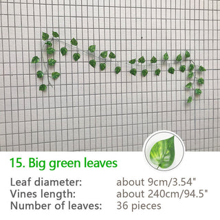 240cm Green Silk Artificial Hanging Ivy Leaf Garland Plants Vine Grape Leaves 1Pcs Home Bathroom Decoration Garden Party Decor ALODIA STORE