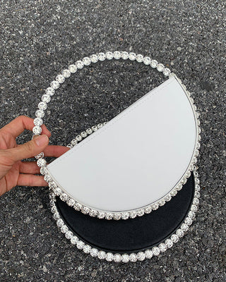 Luxury Colored Diamond Half Moon Women Purses and Handbags Evening Bag Serpentine Designer Party Clutch Bag Chic Wedding Bag ALODIA STORE