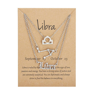 3Pcs/set 12 Zodiac Sign Necklace For Women 12 Constellation Pendant Chain Choker Birthday Jewelry With Cardboard Card ALODIA STORE