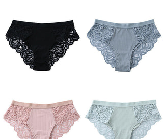 3 Pcs Cotton Panties Sexy Panty Briefs Lace Panties Women Underwear Lingerie Panties for Female Ladies Floral Pantys Underpants ALODIA STORE