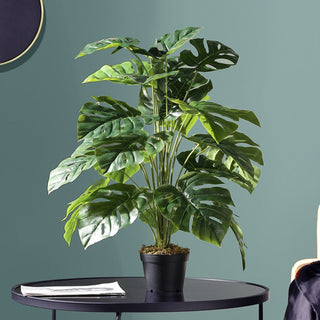75cm 24Fork Fake Plants Large Artificial Monstera Tree Branch Plastic Tropical Palm False Turtle Leaf For Home Garden Room Decor ALODIA STORE