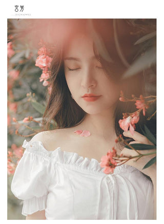 Elegant Fairy Dress Women White French Puff Sleeve ALODIA STORE