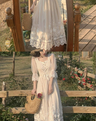 2023 Spring Lace Sweet Elegant Dress Women Dress Korean ALODIA STORE