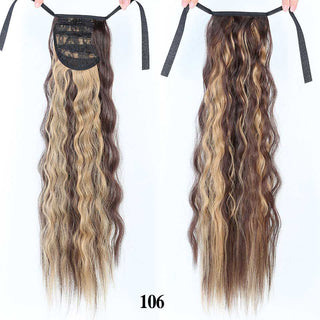 Allaosify Long Straight Clip In Hair Fake Hair Ponytail Hairpiece With Hairpins Synthetic Hair Pony Tail Brown Hair Extensions ALODIA STORE