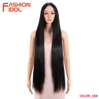 38 inch Straight Hair Synthetic Lace Front Wigs For Women High Temperature Fiber Ombre Blonde Highlight Cosplay Wig FASHION IDOL ALODIA STORE