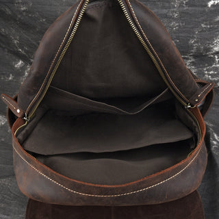 Genuine leather cow skin men large backpack outdoor travel backpack high quality ALODIA STORE