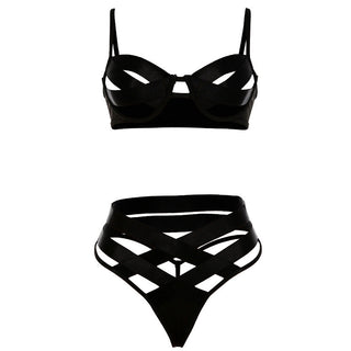 Ellolace Sexy See Through Lingerie Women Underwear Set Bra Set String Transparent Bandage Hollow Out Female Bra and Party Set ALODIA STORE