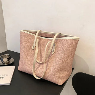 Summer large-capacity shoulder bag female 2021 new fashion solid color handbag commuter shopping bag tote bag ALODIA STORE