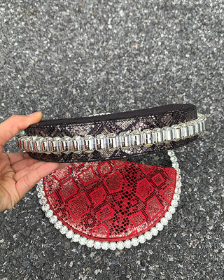 Luxury Colored Diamond Half Moon Women Purses and Handbags Evening Bag Serpentine Designer Party Clutch Bag Chic Wedding Bag ALODIA STORE