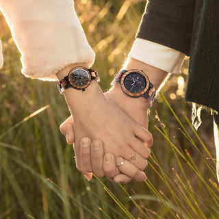 BOBO BIRD Luxury Wood Couple Watches for Men Watch Auto Date Man Watch for Women Handmade Quartz Wristwatch Relogio Masculino ALODIA STORE