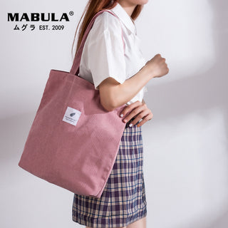 MABULA High Quality Casual Corduroy Tote Bag Environmental Soft  Shopping Bags Autumn Foldable Storage Grocery Handbag for Women ALODIA STORE