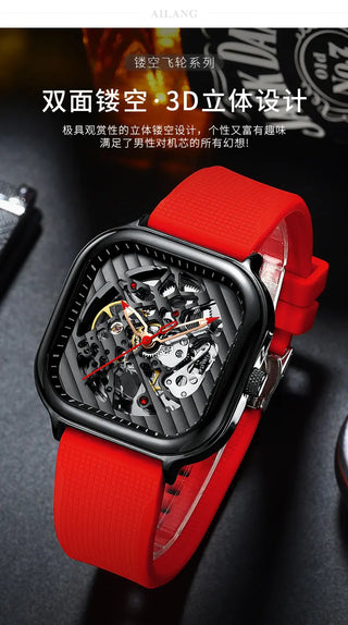 AILANG Men's Watch Top Brand Luxury Watch Men's Mechanical Silicone Strap Waterproof Watch Men's Hollow Reloj Hombre 2020 New ALODIA STORE