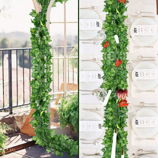 240cm Green Silk Artificial Hanging Ivy Leaf Garland Plants Vine Grape Leaves 1Pcs Home Bathroom Decoration Garden Party Decor ALODIA STORE