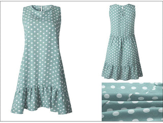 Summer dress Polka Dot Sleeveless Beach Mini Dress ALODIA STORE