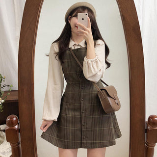 Plaid Button Shirt Dress ALODIA STORE