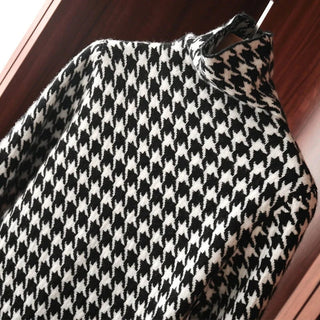 Bird lattice Turtleneck Basic Soft Sweater Dress Korean ALODIA STORE