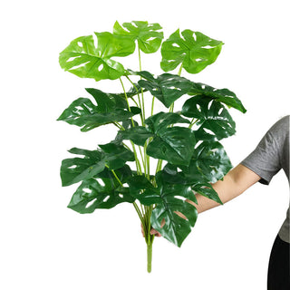 75cm 24Fork Fake Plants Large Artificial Monstera Tree Branch Plastic Tropical Palm False Turtle Leaf For Home Garden Room Decor ALODIA STORE