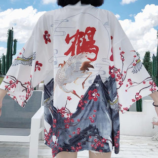 Haori Yukata Men Korean Samurai Japanese Kimono Traditional Clothing Vintage Crane Anime Kimono Beach Girls Cosplay Dress Shirts ALODIA STORE