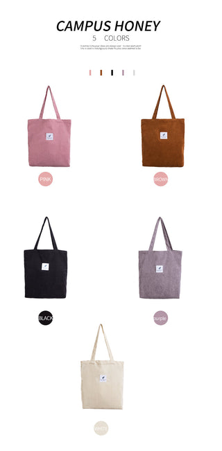 MABULA High Quality Casual Corduroy Tote Bag Environmental Soft  Shopping Bags Autumn Foldable Storage Grocery Handbag for Women ALODIA STORE