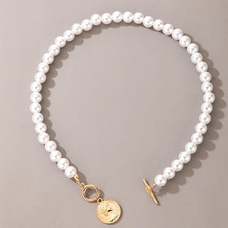 Vintage Style Simple 6MM Pearl Chain Choker Necklace For Women Wedding Love Shell Pendant Necklace Fashion Jewelry Wholesale ALODIA STORE