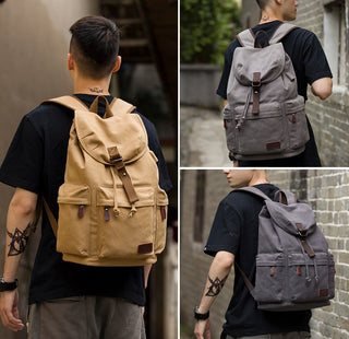 Backpack Unisex Vintage Casual Rucksack 17inch Laptop Backpack W/ USB Charging Port Schoolbag Student Mochia ALODIA STORE