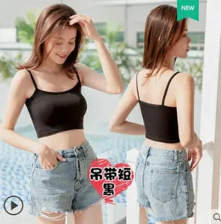 black crop top women summer sexy backless sleeveless spaghetti strap top women club party cami basic  top femme croptop tank top ALODIA STORE