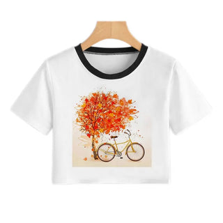 Summer fashion Harajuku Sexy tank Crop Top White T Shirt Clothes Women Cute Korean Style Graphic printed Croptop Short sleeve ALODIA STORE