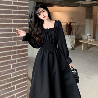 QWEEK Vintage Black Dress Women French Elegant ALODIA STORE