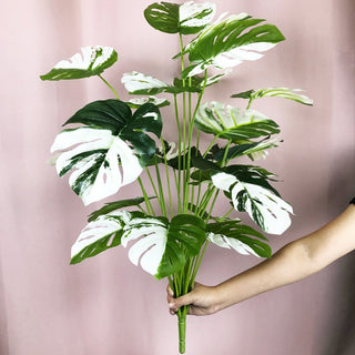 75cm 24Fork Fake Plants Large Artificial Monstera Tree Branch Plastic Tropical Palm False Turtle Leaf For Home Garden Room Decor ALODIA STORE