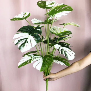 75cm 24Fork Fake Plants Large Artificial Monstera Tree Branch Plastic Tropical Palm False Turtle Leaf For Home Garden Room Decor ALODIA STORE