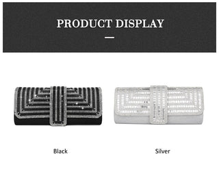 Black Clutch Purse and Handbag with Rhinestone Women ALODIA STORE