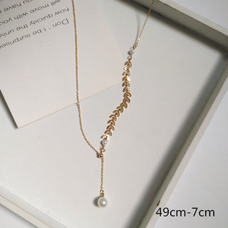 women geometry necklace, pearl asymmetry of fashionable, metal, aureate bowknot, collarbone chain necklace fashion ALODIA STORE