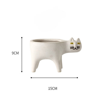 Cartoons Cat Flowerpot Animal Ceramic Flowerpot Cute Vase Cactus Succulent Plants Potted  Flower Arrangement Home Decoration ALODIA STORE