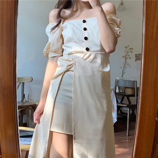French Elegant Dress Women 2020 Autumn Casual Gothic Square Collar Puff Sleeve Chic Vintage Party Dress One-Piece Dress Korean ALODIA STORE