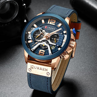 CURREN Casual Sport Watches for Men Top Brand Luxury Military Leather Wrist Watch Man Clock Fashion Chronograph Wristwatch ALODIA STORE