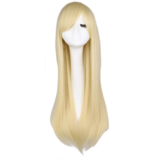 QQXCAIW Long Straight Cosplay Wig Black Purple Pink Blue Sliver Gray Blonde White Orange Brown Synthetic Hair Wigs ALODIA STORE